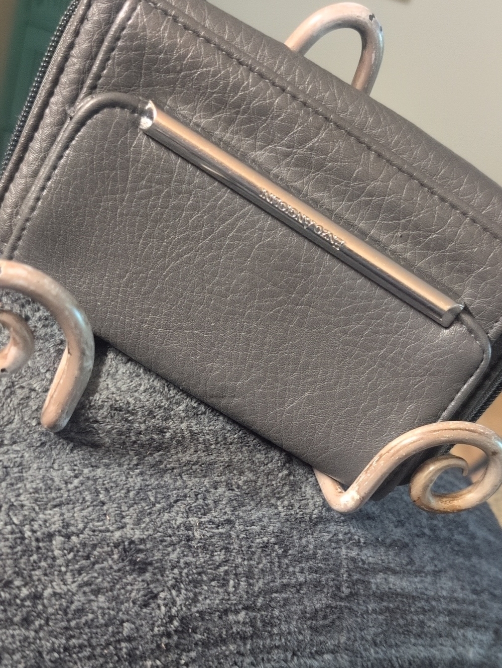 Enzo Angiolini Vegan Gray Leather Crossbody Wallet